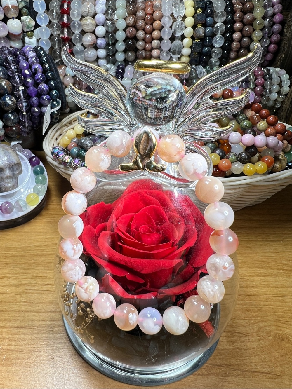 Flower Agate Natural Quartz Bracelet 9.7MM 6.75” Love Crystal Stone